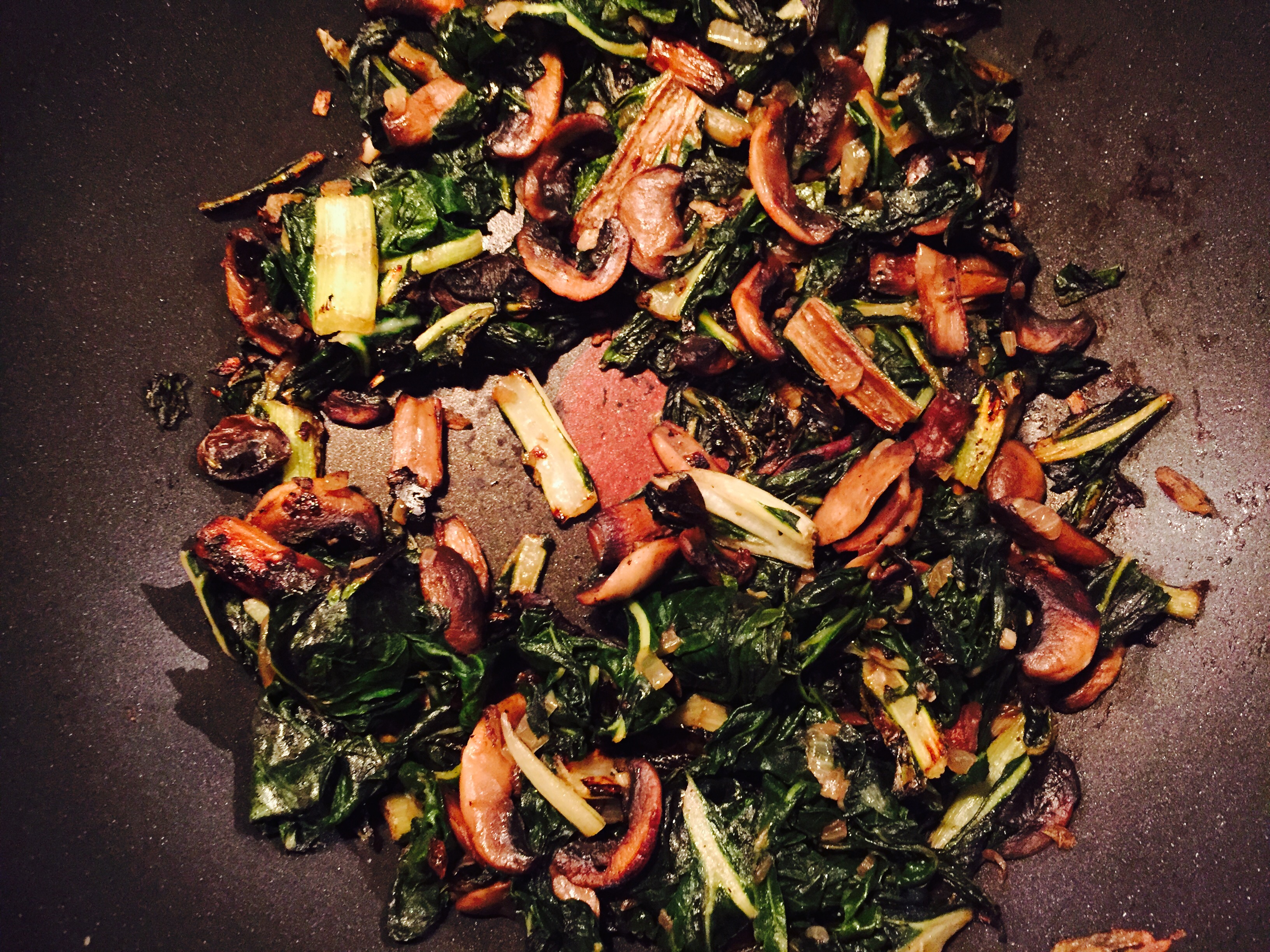 Sauteed mushrooms and swiss chard