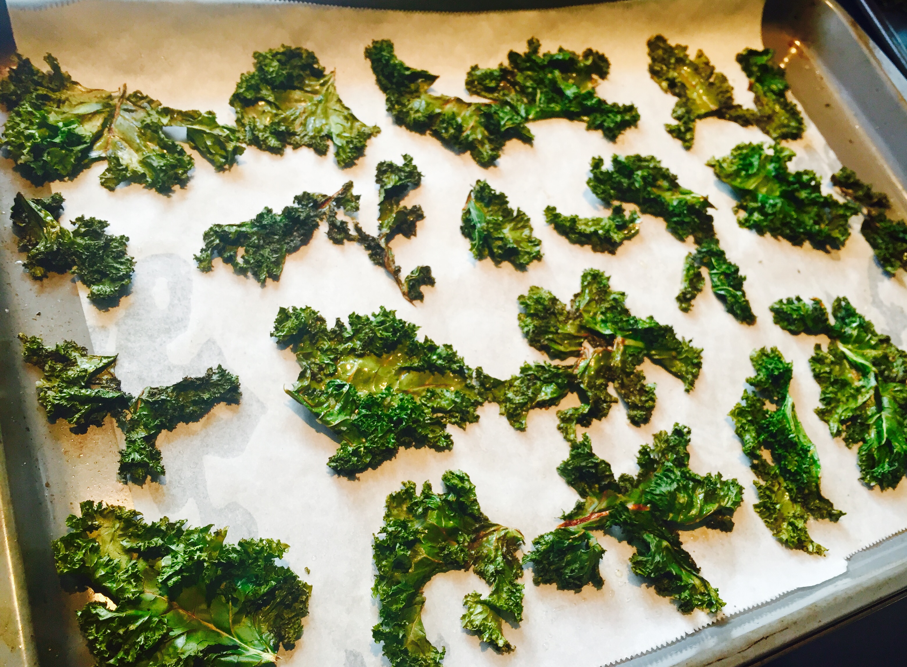 Lovely roasted Kale with sea salt and a little olive oil