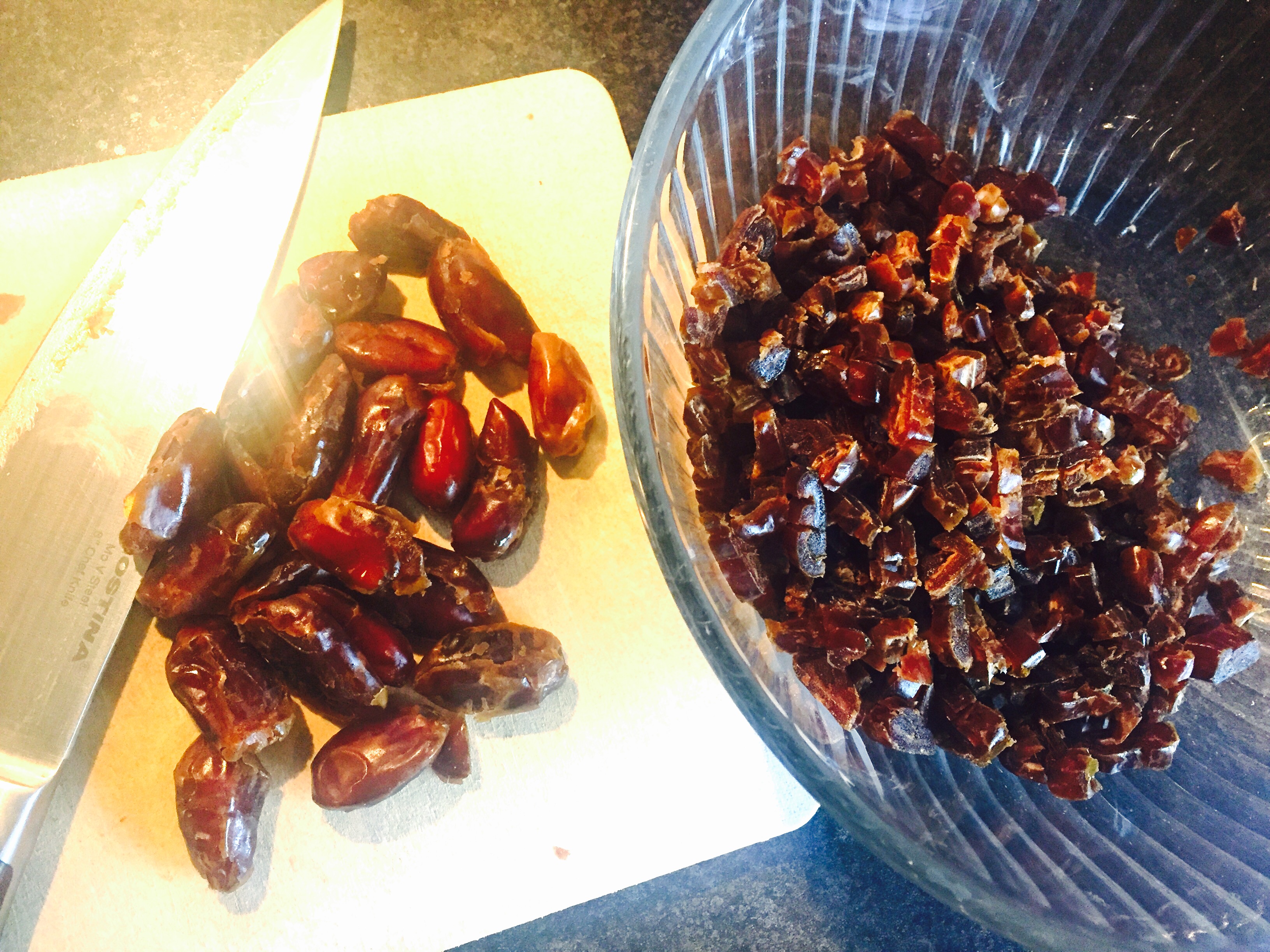 Chopping up some delicious pitted dates