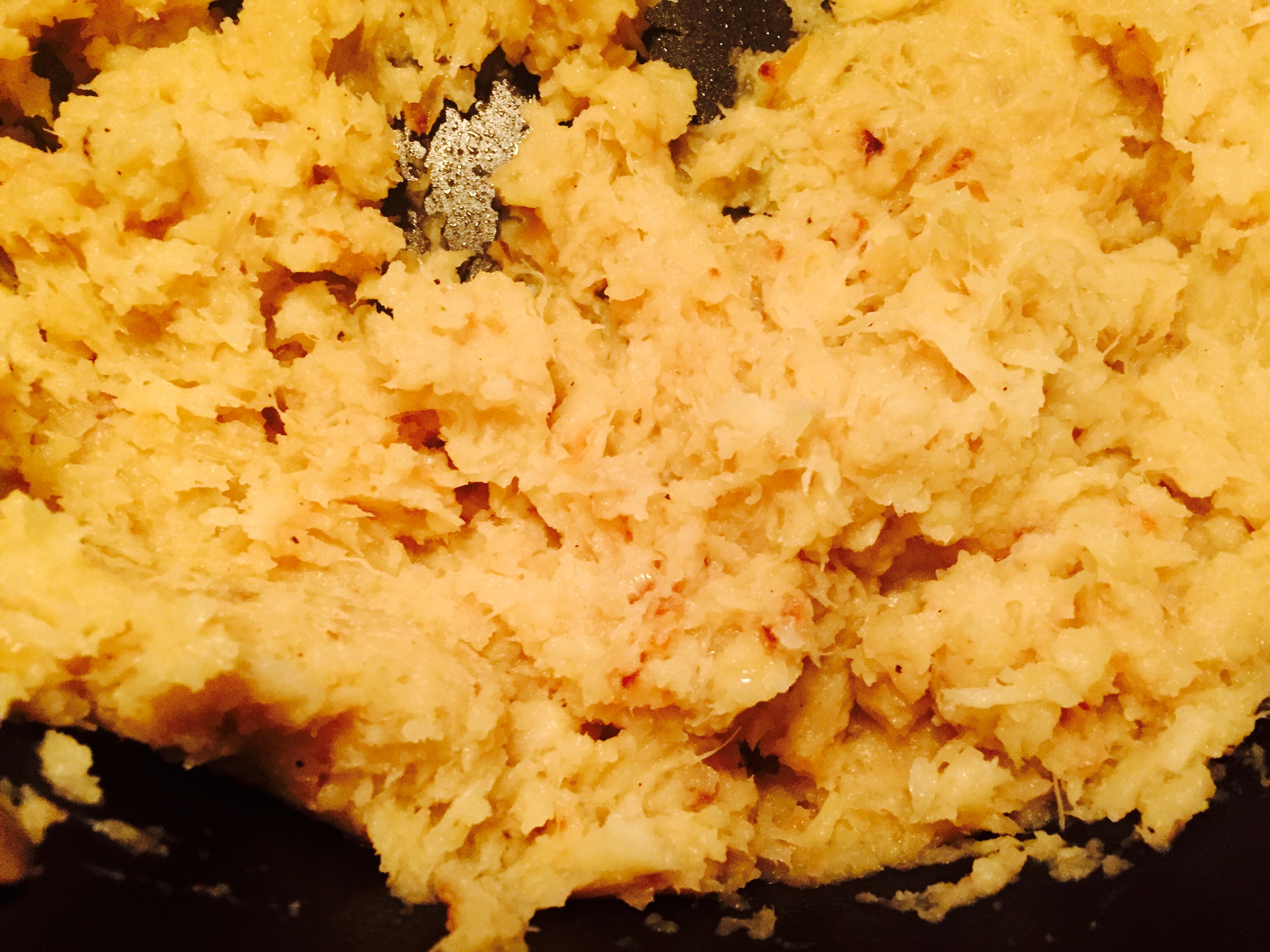 Mashed parsnips with lots of yummy sautéed garlic