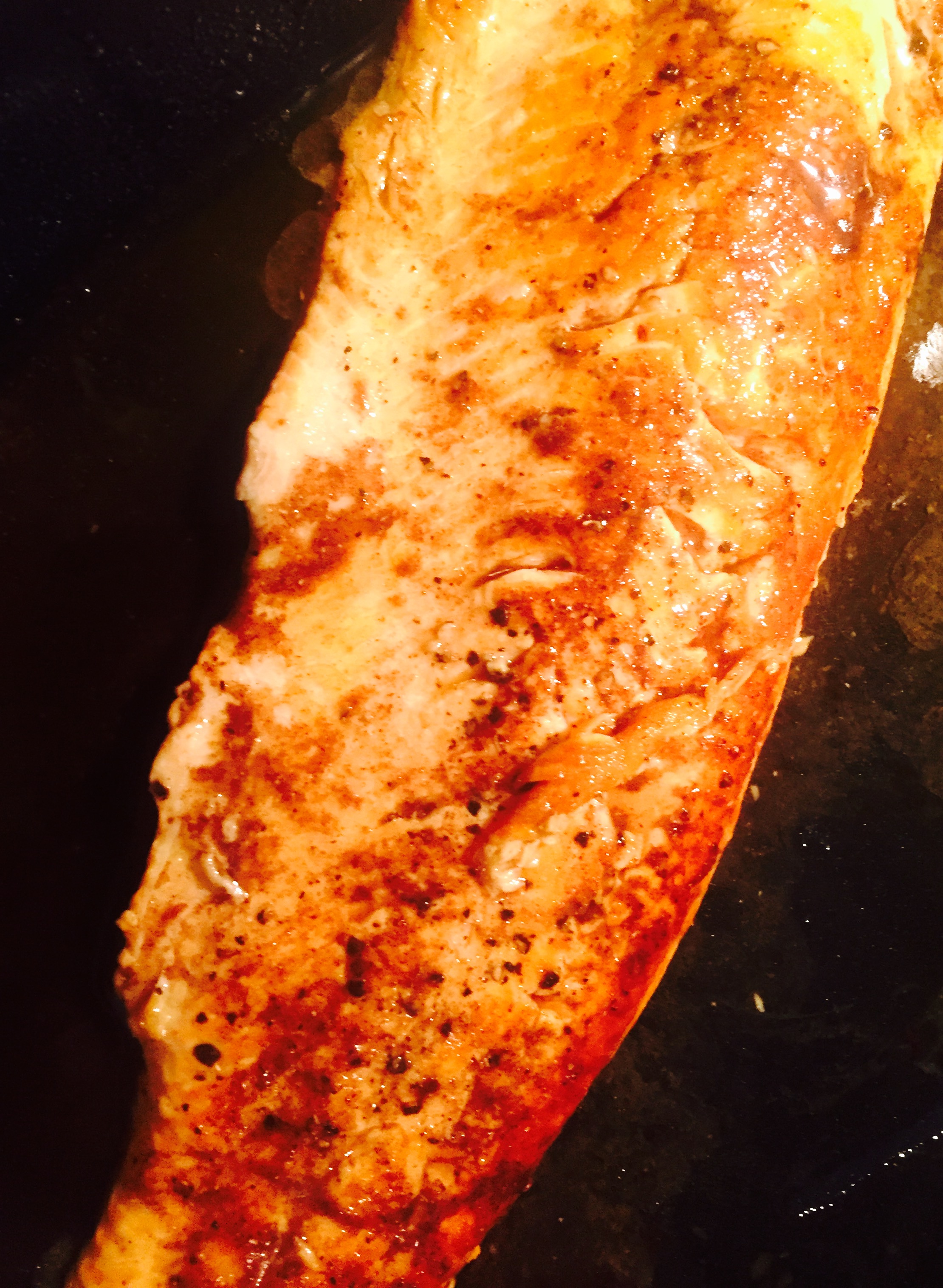 Seared arctic char smothered in a sumtuous sweet cumin and white wine reduction