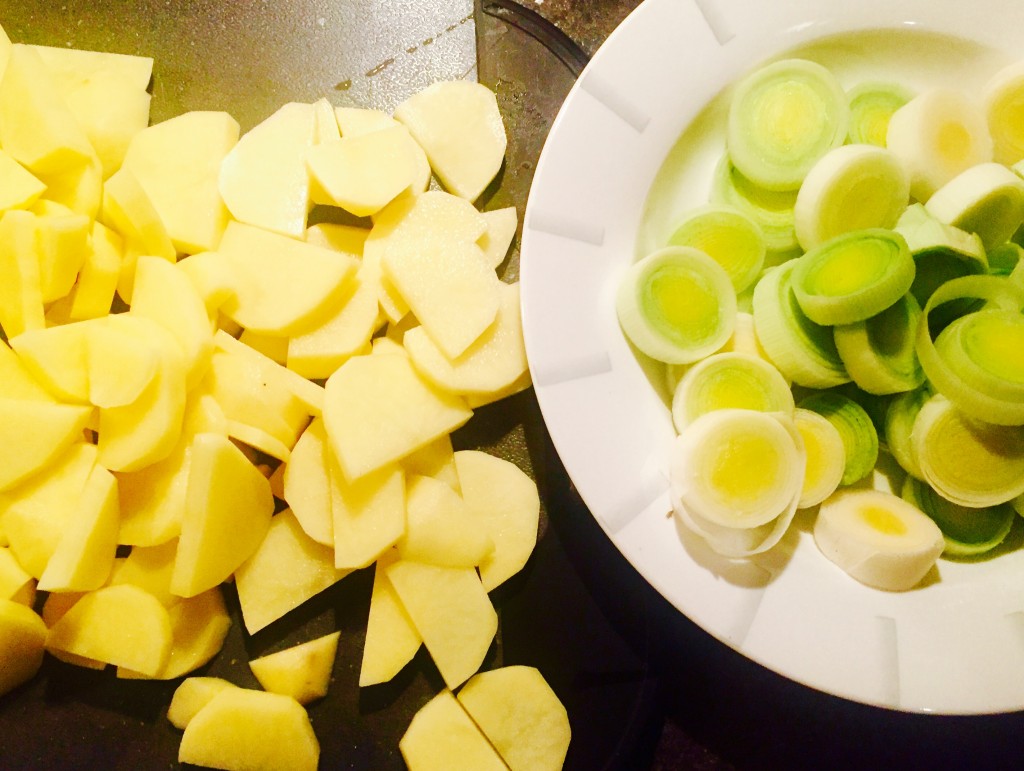 Leeks and potatoes, but not for soup this time ...our poached trout required something a bit more special