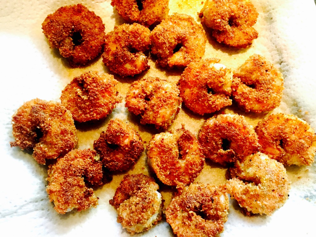 Irresistable breaded popcorn shrimp lightly fried in yummy coconut oil