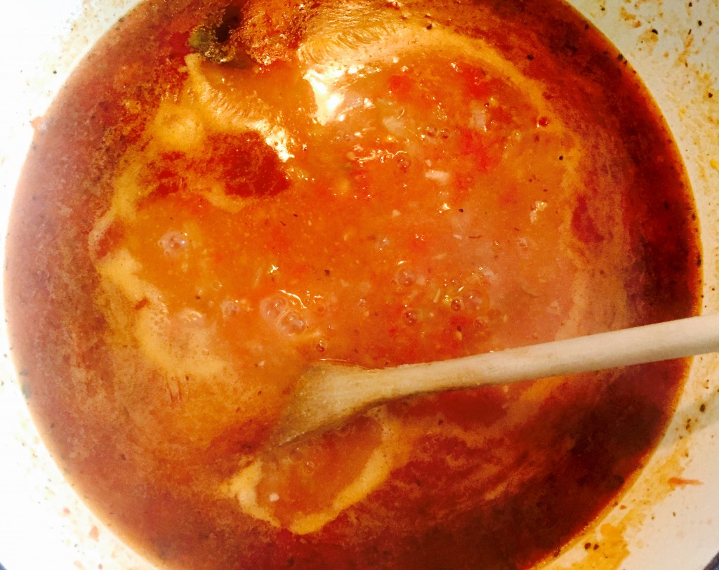 Luxurious etouffee simmering nicely in preparation for the final ingredients