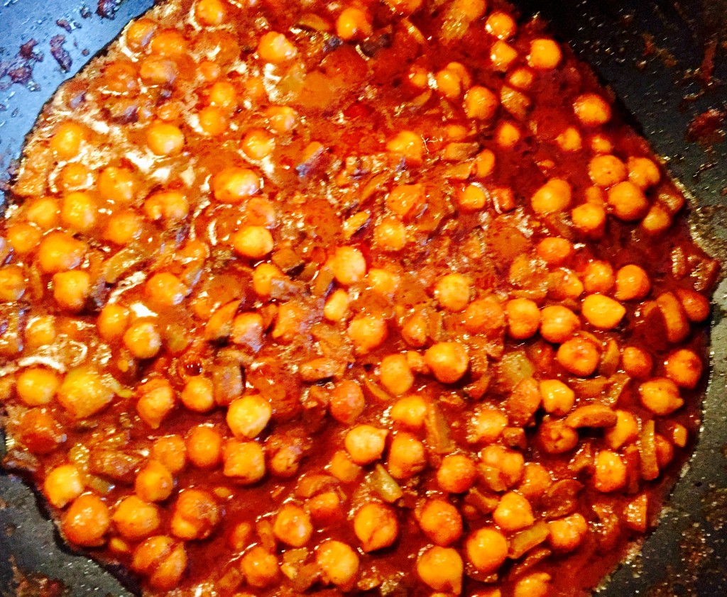 Chickpea masala simmering beautifully just before serving