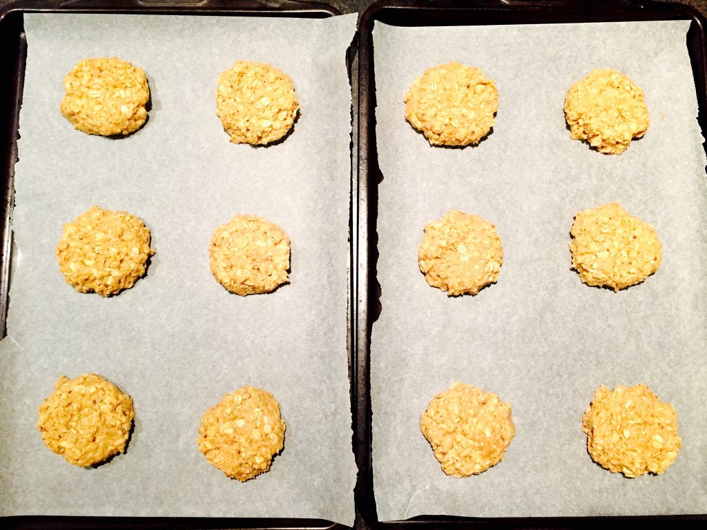 Space the drop cookies evenly on 2 baking sheets lined with parchment paper