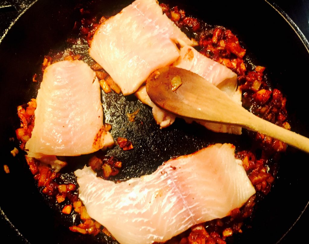 I made a small batch of fish paprikash alongside the chicken in a cast iron skillet, turned out lovely!