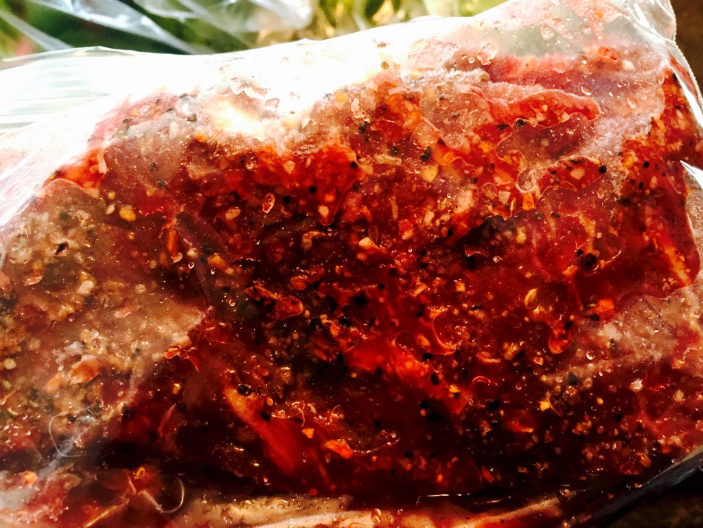 Be sure to seal the bag well and get marinade to every single part of your yummy steak