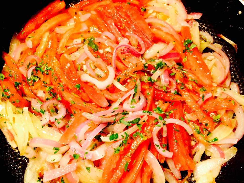 Delicious sautéed onions, garlic, tomatoes and fresh herbs