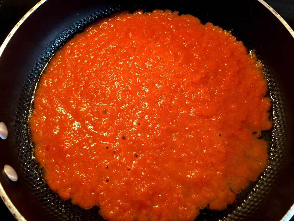 Puréed roasted sweet peppers, thickened slightly to enhance the flavour