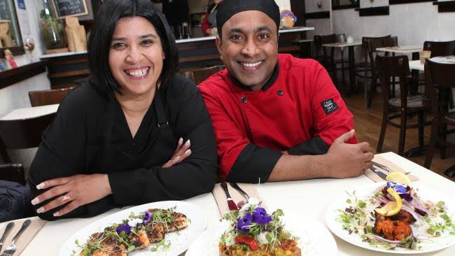 Delhicious owners Ridhi Khanna and Raman Nakul with some of their gluten free dishes. Picture: David Crosling