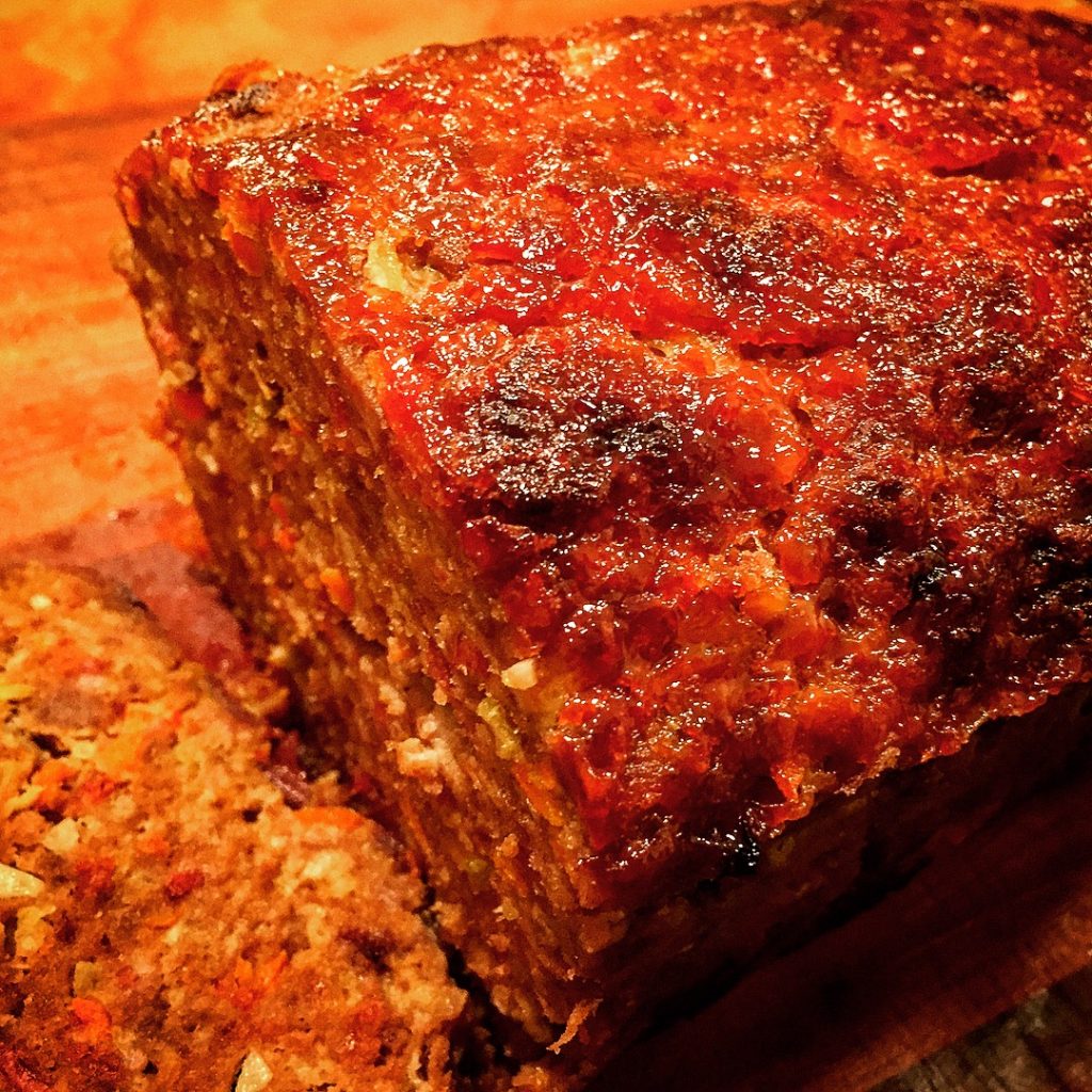 Completely addictive bacon-loaded gluten free meatloaf made with quality ground beef, ground pork and mirepoix