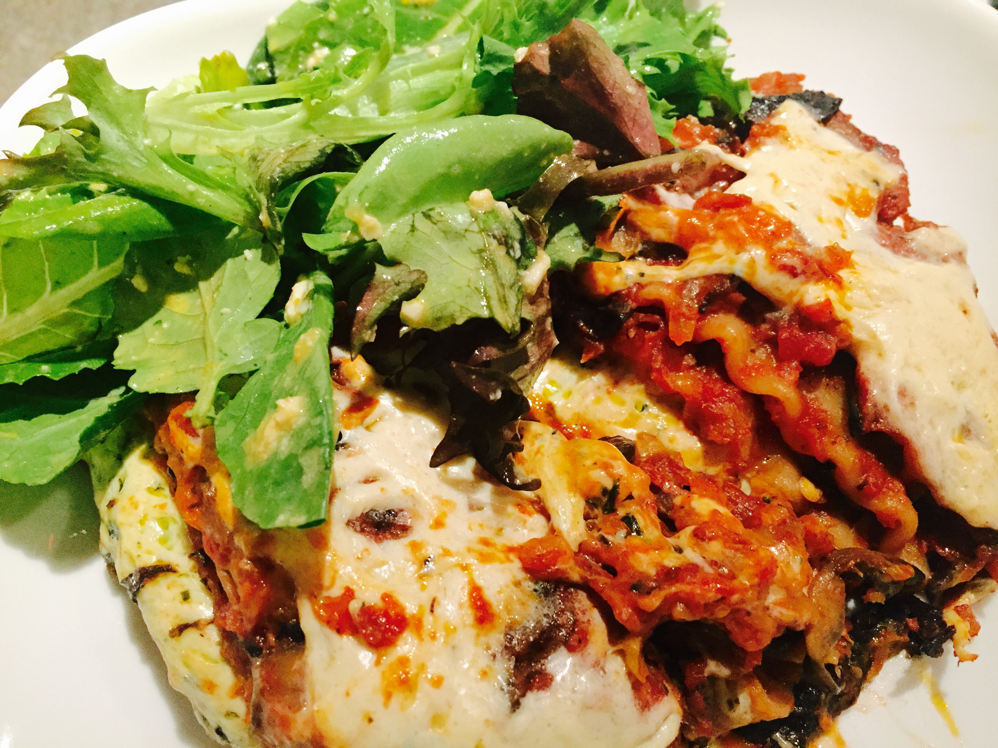 Hearty Vegetarian Lasagna with Mixed Green Salad