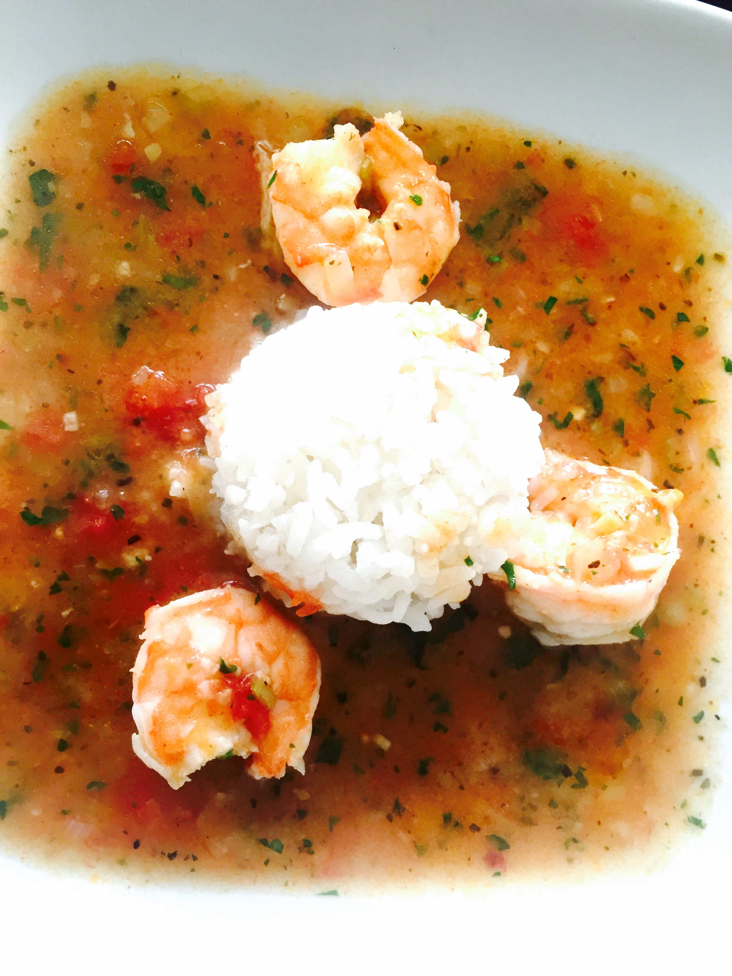 Shrimp etouffe with white rice