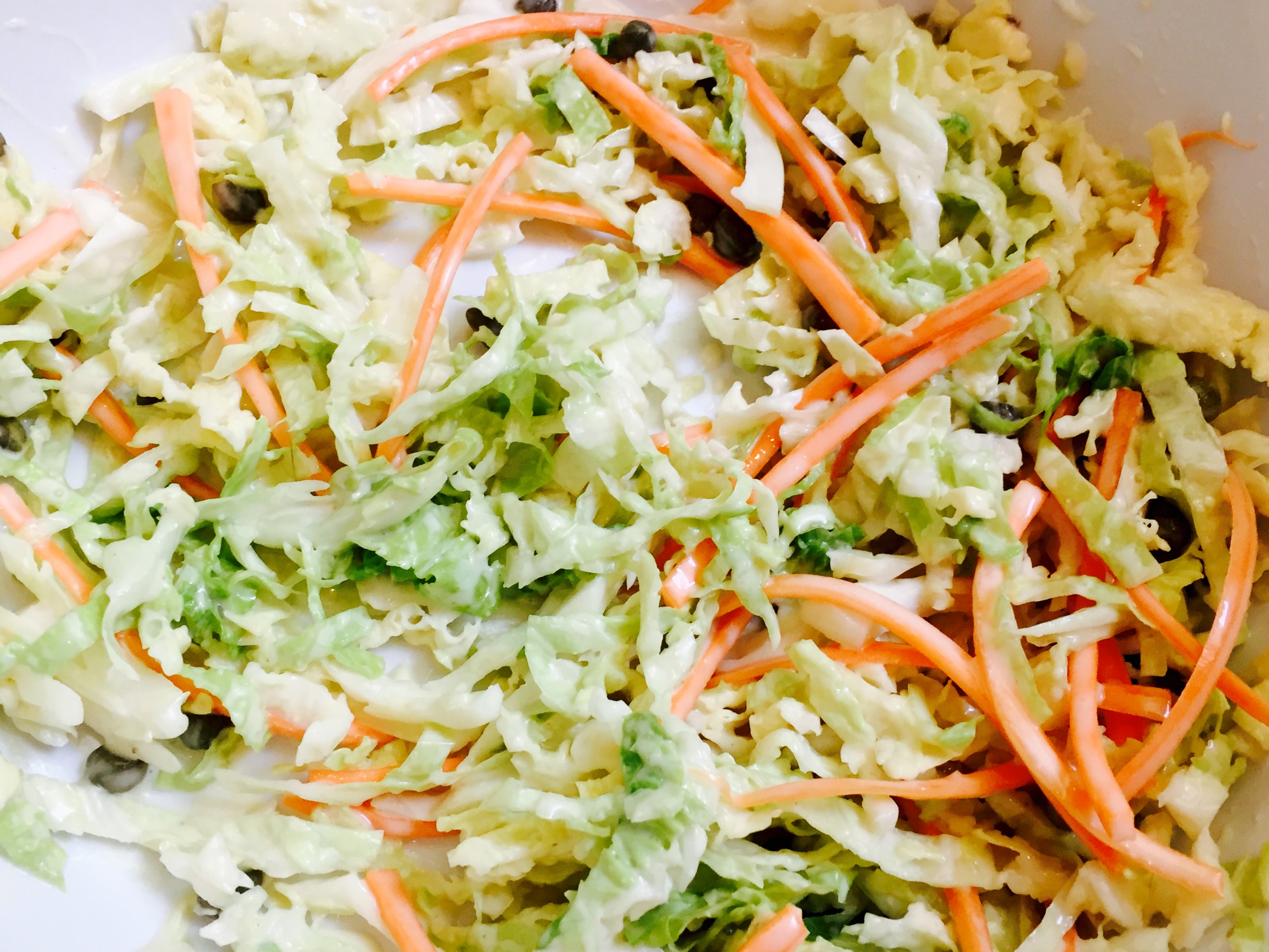 Crunchy coleslaw with capers in a creamy dairy free dressing