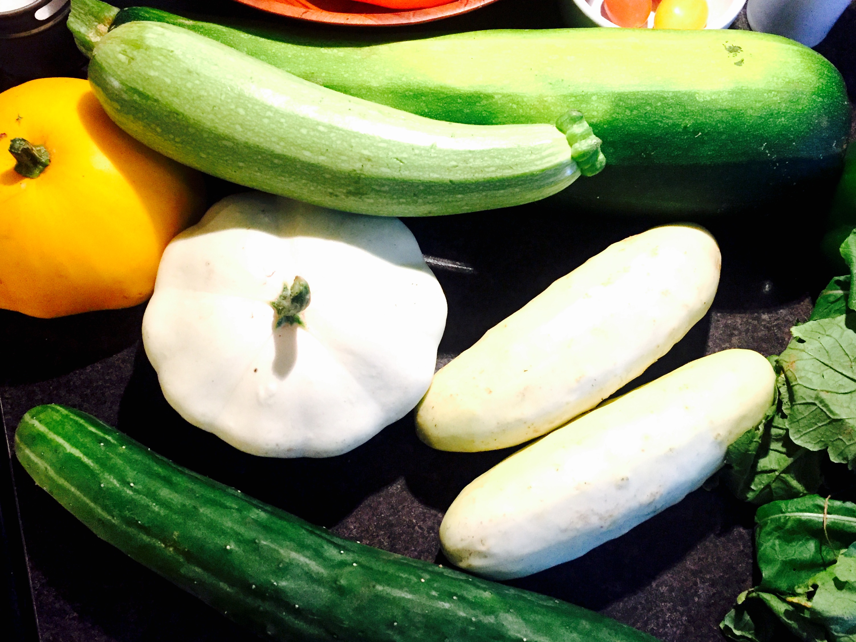 Some of the delicious fresh produce given to us by a culinary friend from their community garden