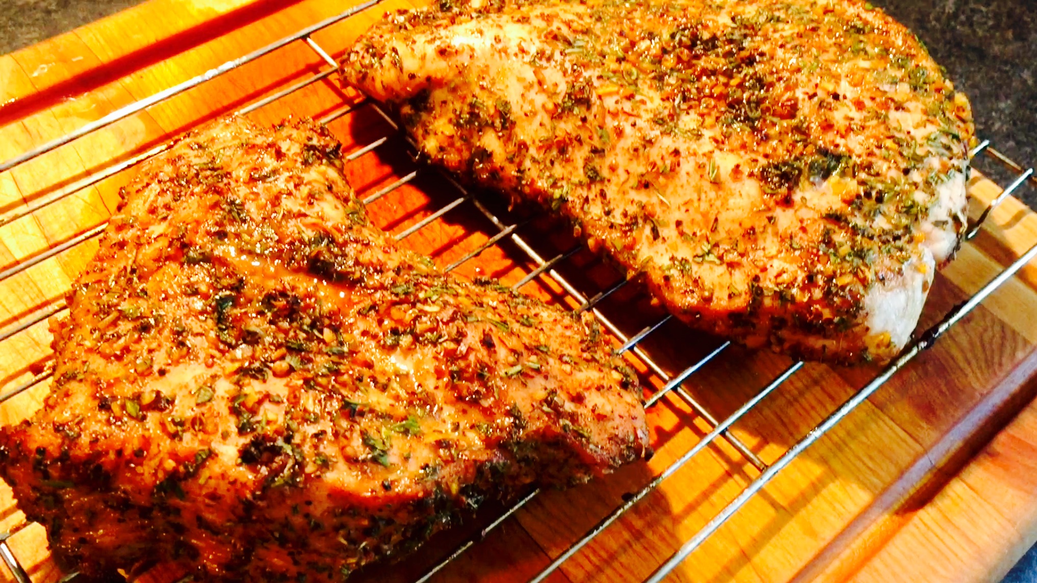 Succulent roasted turkey breast in a delicious rub complete with brown sugar and fresh herbs